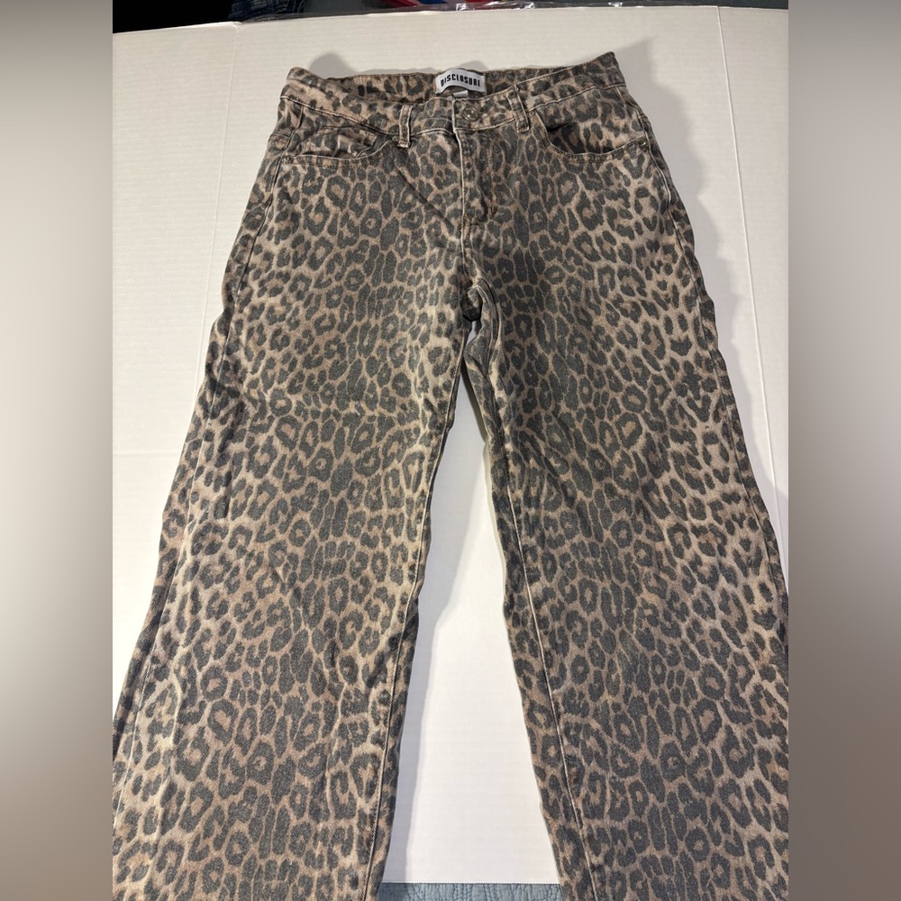 Disclosure leopard print wide led baggy jeans size 7